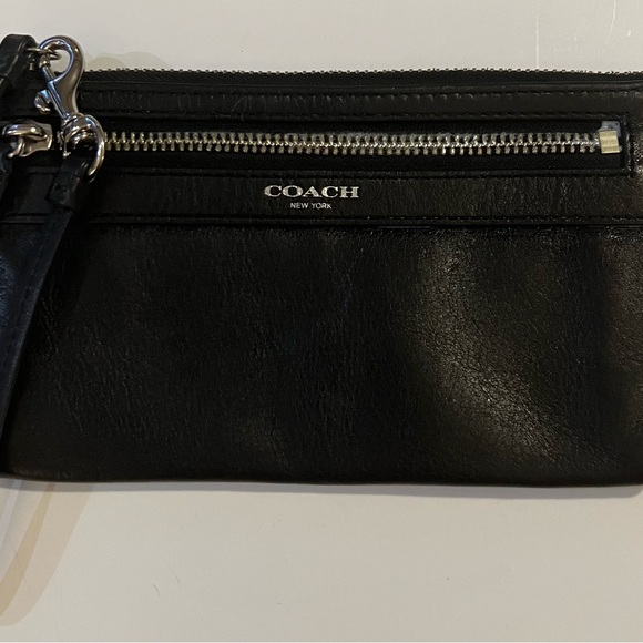 Coach Handbags - EUC~ Coach black leather wristlet/ checkbook.